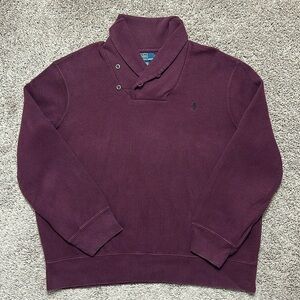VTG Polo by Ralph Lauren Men’s Sweater Burgundy Asymmetric Shaw Collar Size XXL